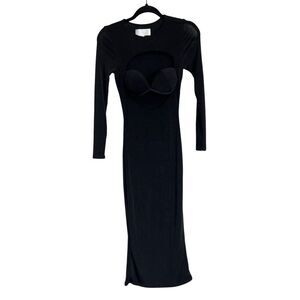 Revolve SER.O.YA Dress Womens XXS Black Bodycon Cutout Bra Long Sleeve Retrofete